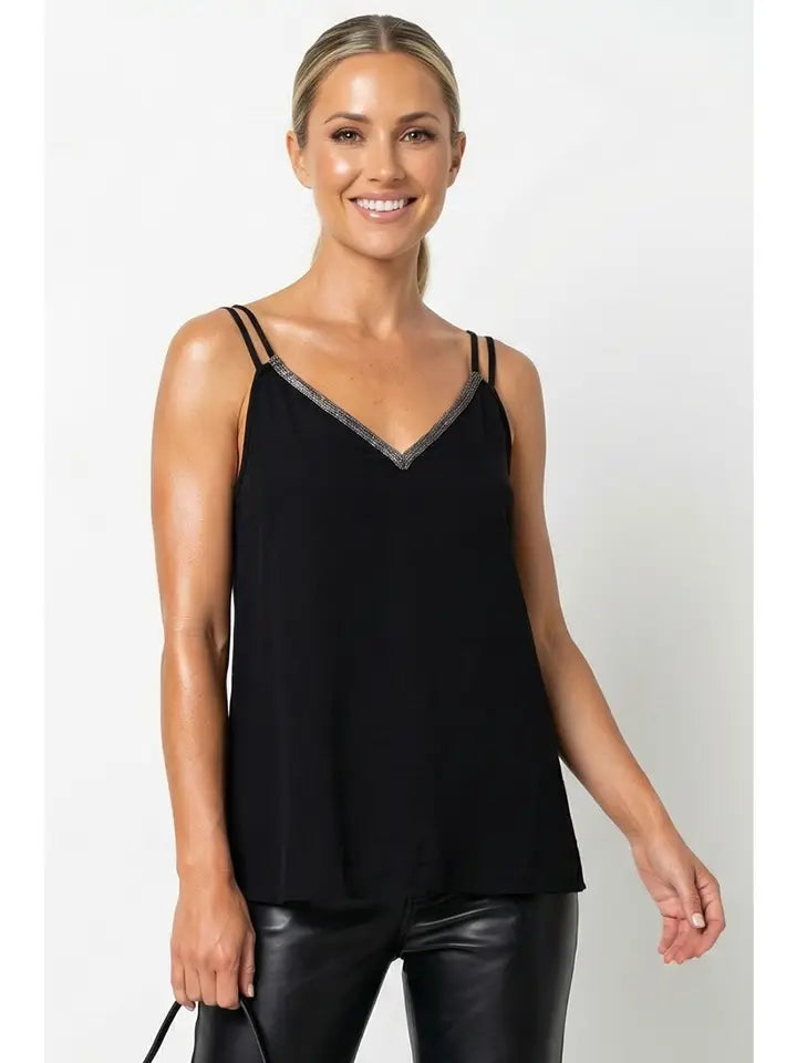 Rhinestone V Neck Cami