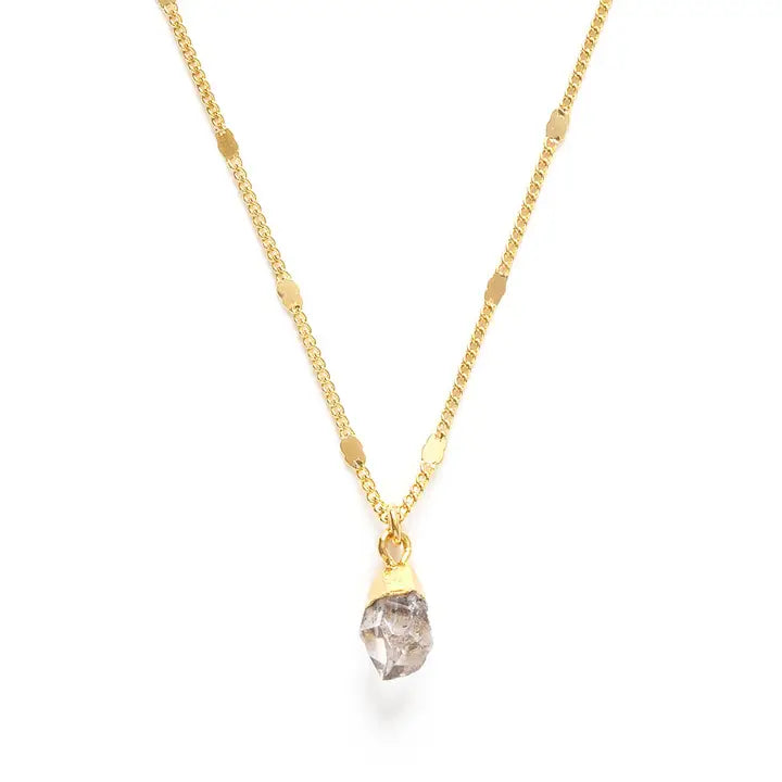 Raw Cut Gemstone Necklace - Herkimer Diamond