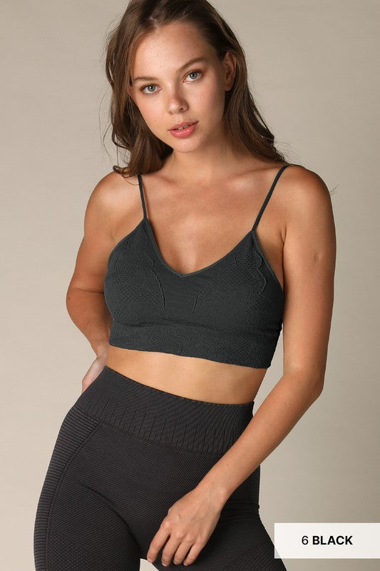 Embroidered V Neck Bralette