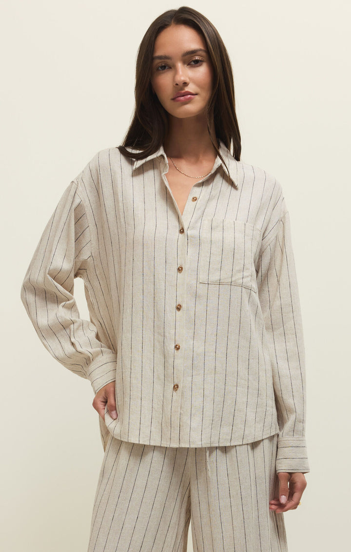 Alfie Striped Button Up Top