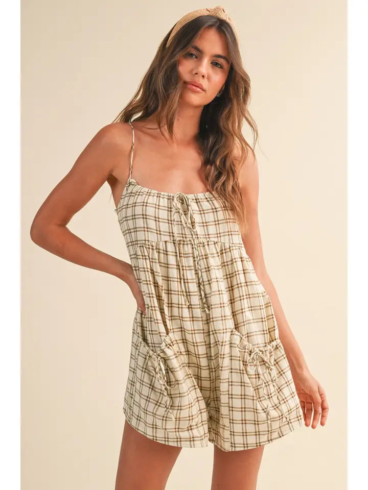 The Cream Plaid Romper