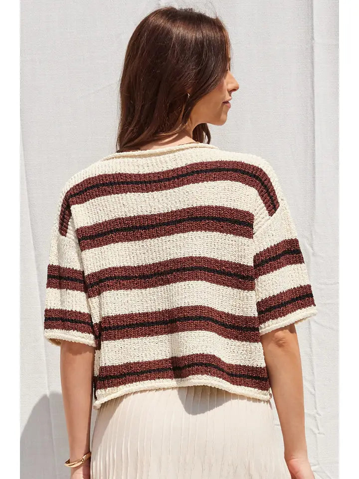 Stripe 3/4 Sleeve Knit
