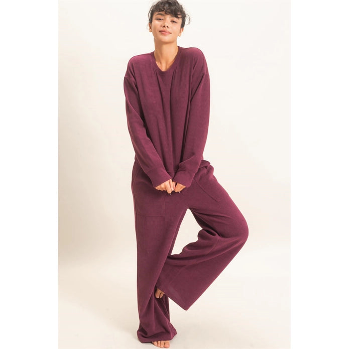 Waffle Knit Crew Sweatshirt
