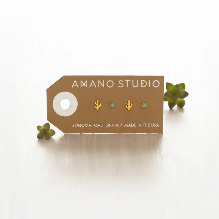 Cactus and Turq Earring Set