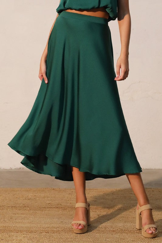 Forest Midi Silk Skirt