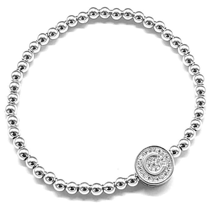 Silver - Stretch Initial Bracelet