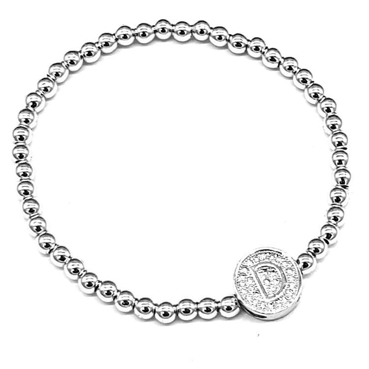 Silver - Stretch Initial Bracelet