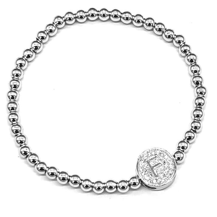 Silver - Stretch Initial Bracelet