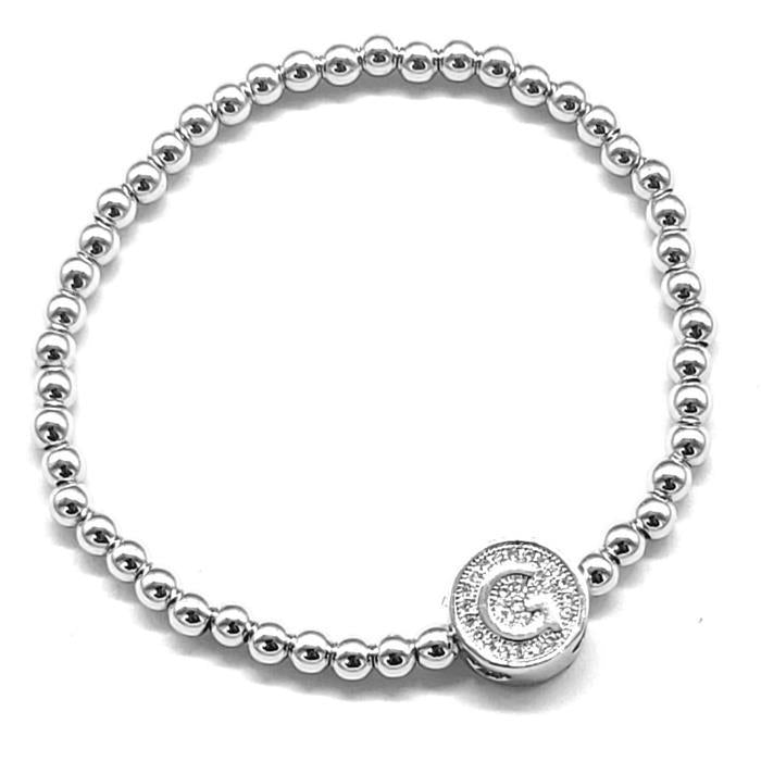 Silver - Stretch Initial Bracelet