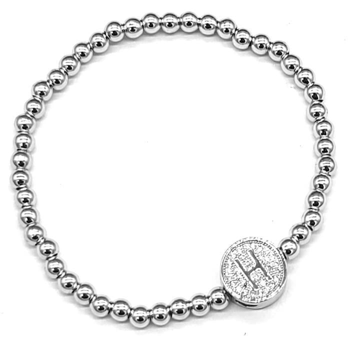 Silver - Stretch Initial Bracelet