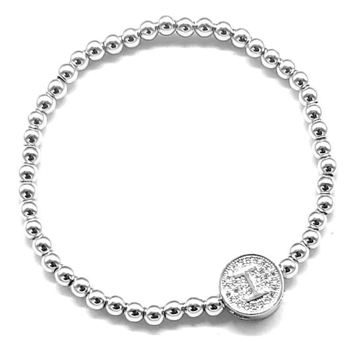 Silver - Stretch Initial Bracelet