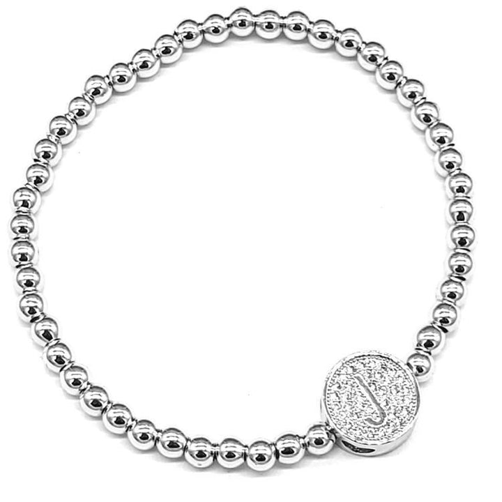 Silver - Stretch Initial Bracelet