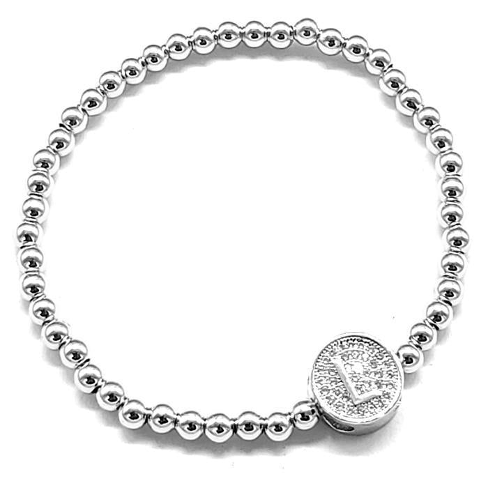 Silver - Stretch Initial Bracelet