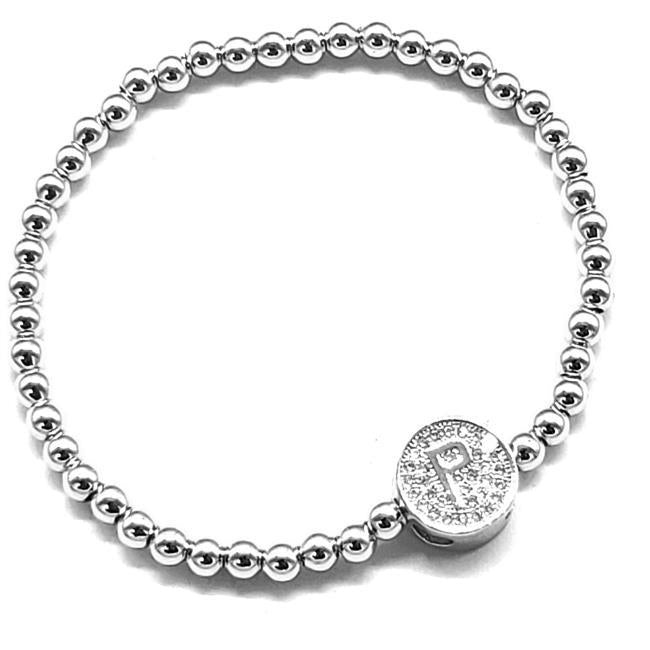 Silver - Stretch Initial Bracelet