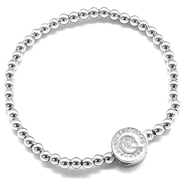 Silver - Stretch Initial Bracelet