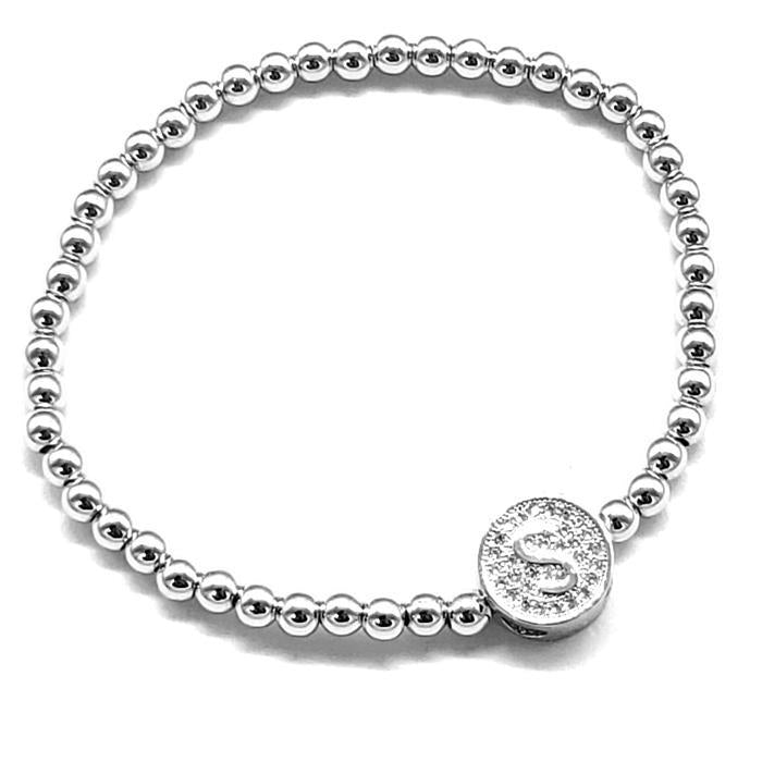 Silver - Stretch Initial Bracelet