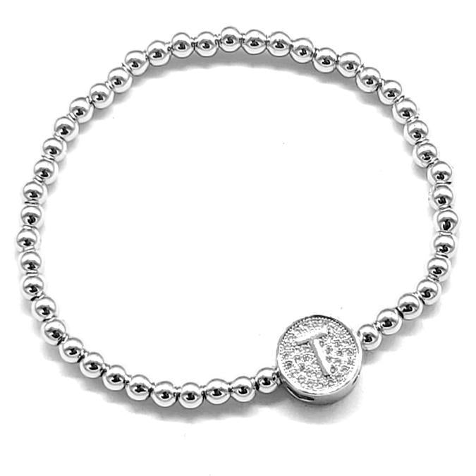 Silver - Stretch Initial Bracelet