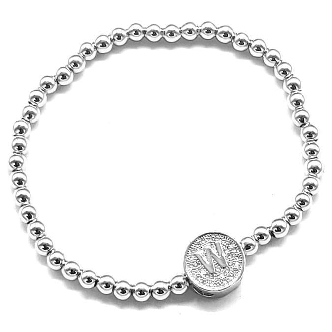 Silver - Stretch Initial Bracelet