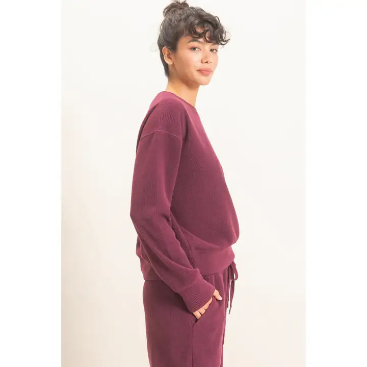 Waffle Knit Crew Sweatshirt