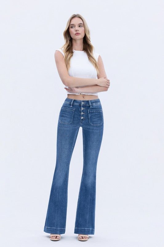 The Patch Pocket Mid Rise Flare