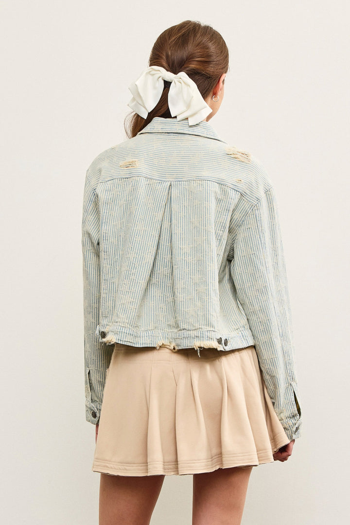 Striped Jaquard Denim Jacket