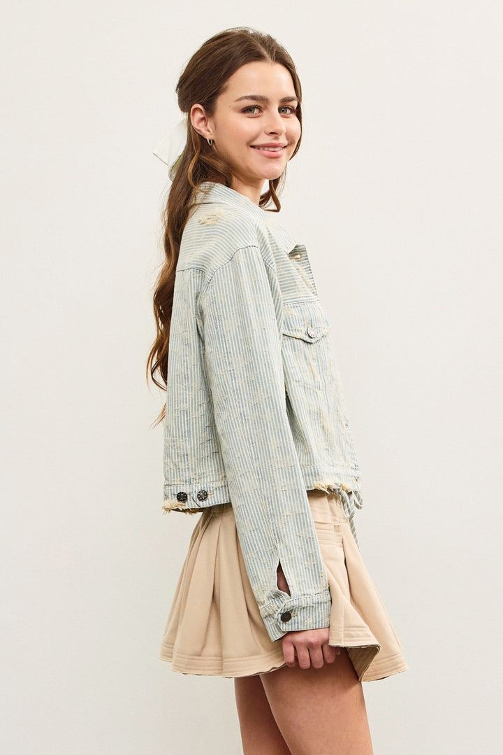 Striped Jaquard Denim Jacket