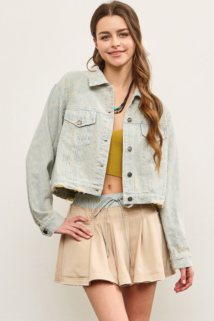 Striped Jaquard Denim Jacket