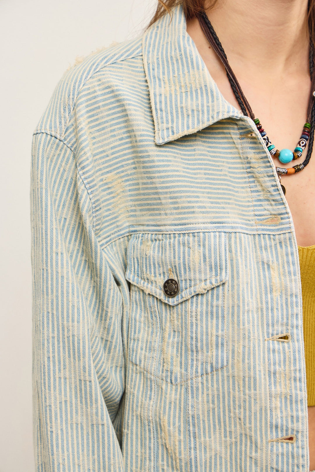 Striped Jaquard Denim Jacket