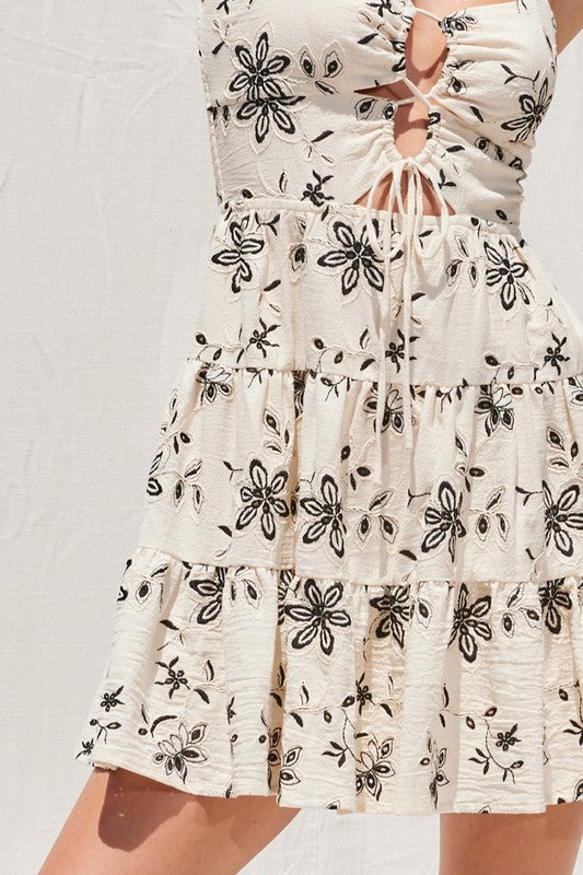 Embroidered Cut Out Mini
