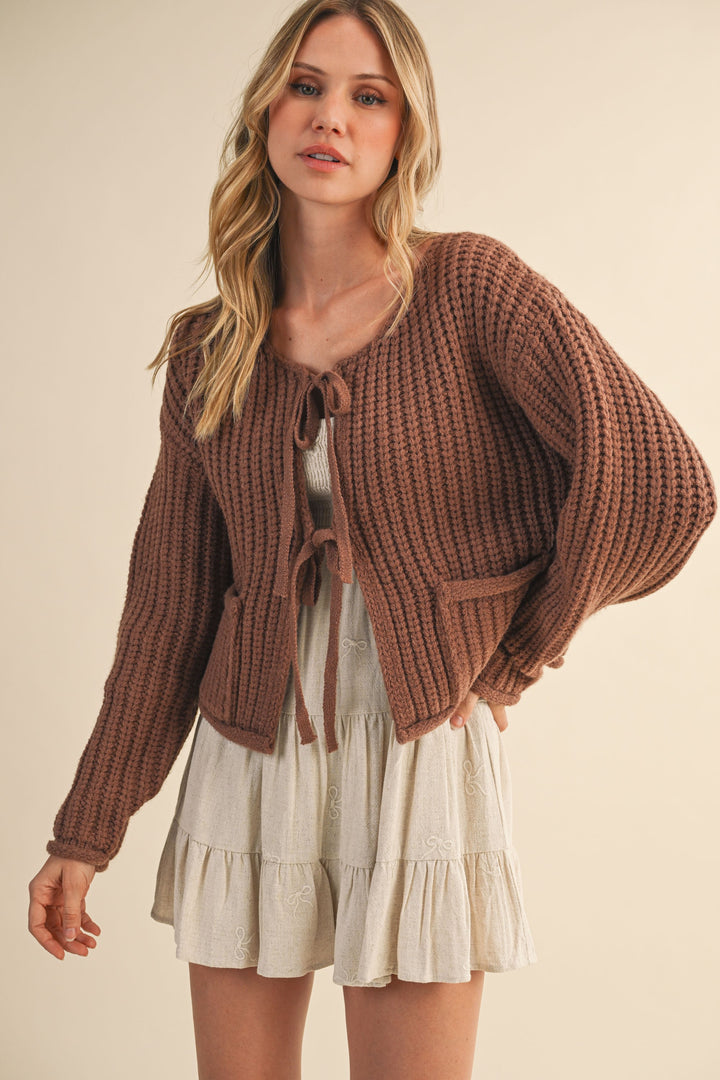 Mocha Ribbed Sweater Jacket