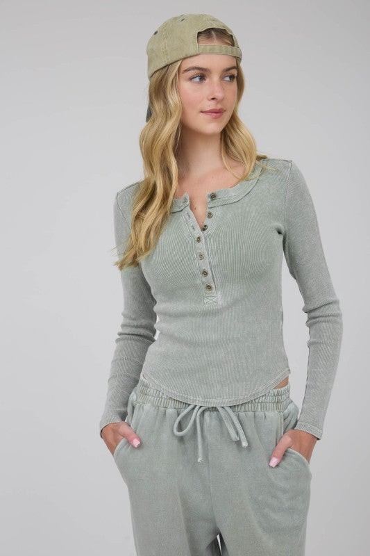 Washed Olive Henley