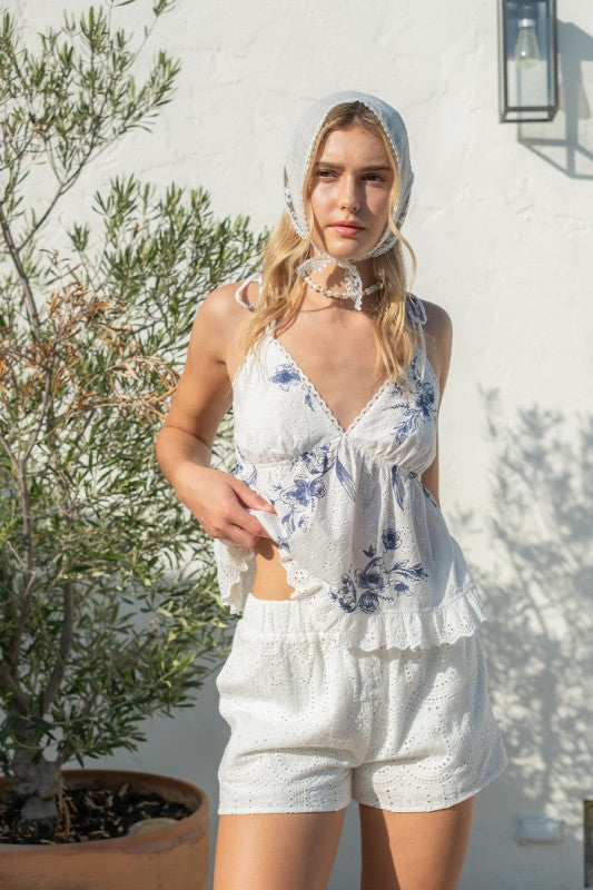 Floral Eyelet Cami