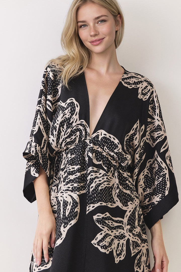 Chantilly Satin Kimono Maxi Dress