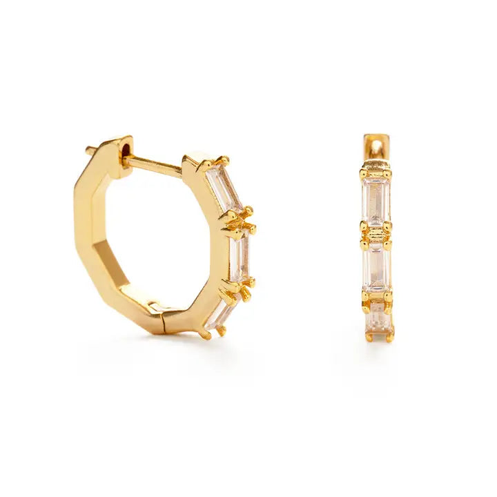 Baguette Hoop Crystal Earrings