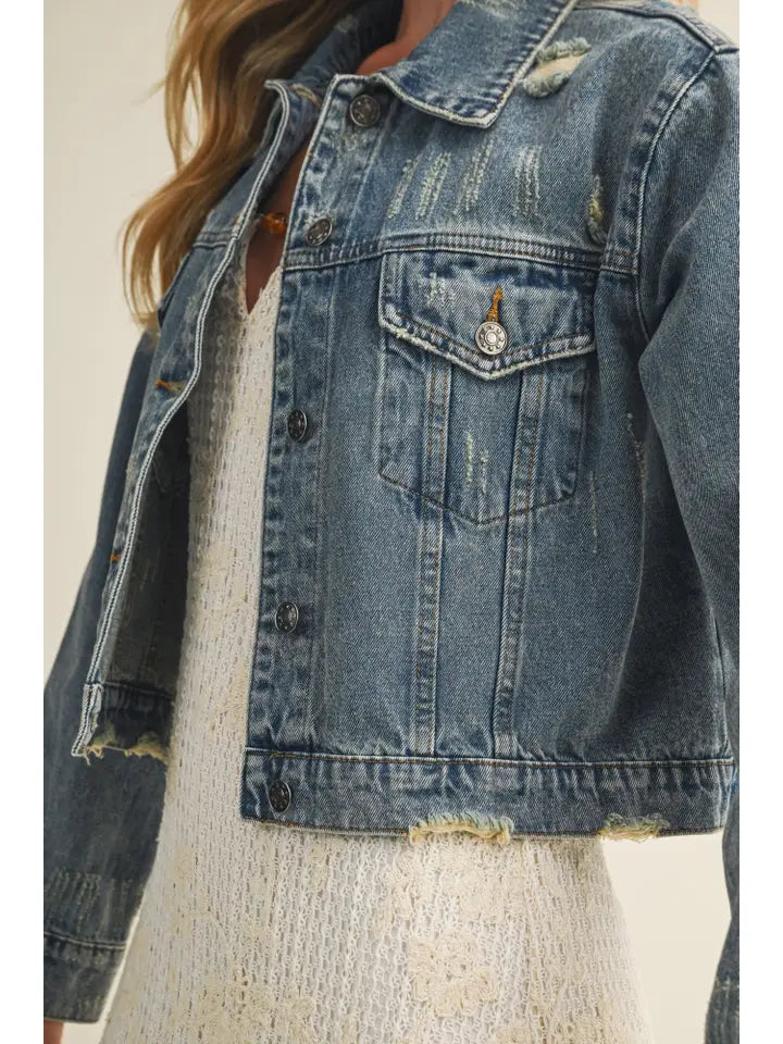 Artfully Distressed Denim Jacket