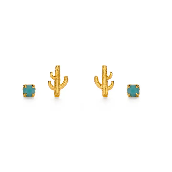 Cactus and Turq Earring Set