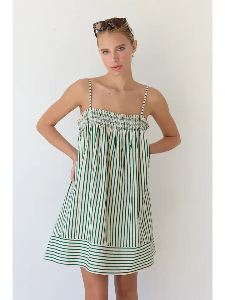 Green Stripe Mini Dress