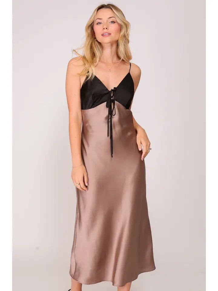 Satin Color Block Maxi