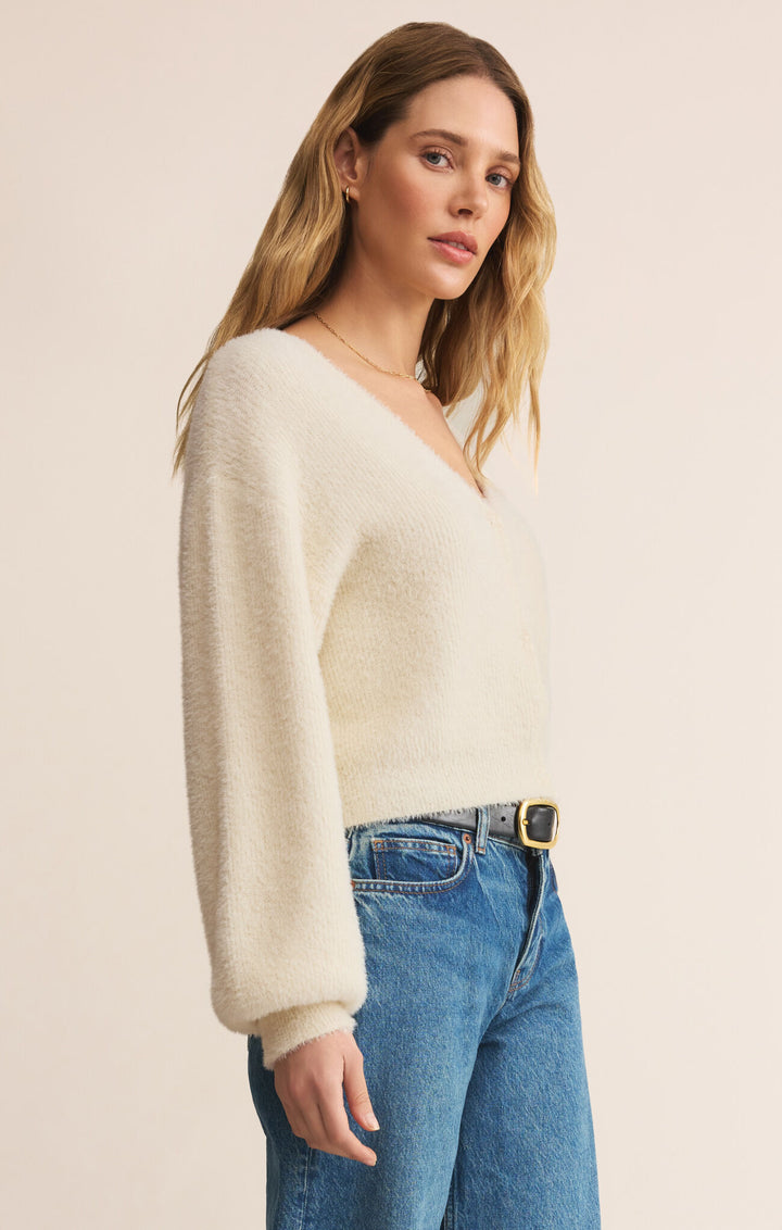 Sadira Fluffy Cardigan - Warm White