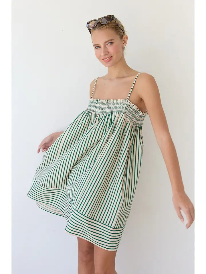Green Stripe Mini Dress