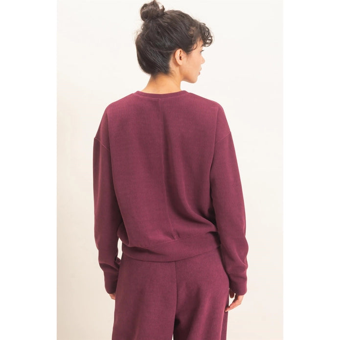 Waffle Knit Crew Sweatshirt