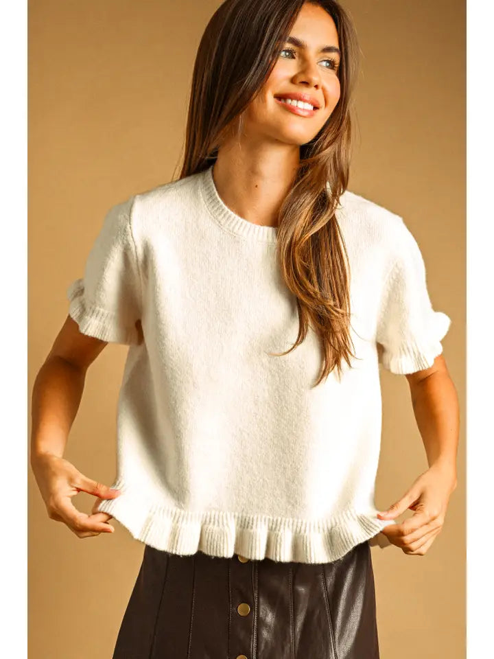 Ruffle Hem Sweater Top