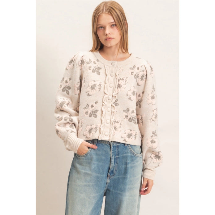 Floral Jacquard Cardigan