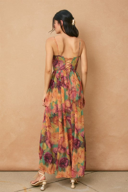 No One Else Corset Flowy Maxi Dress