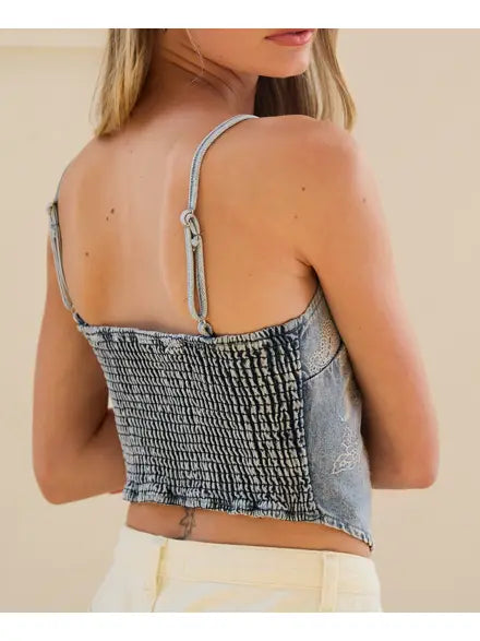 Denim Paisley Bandana Top
