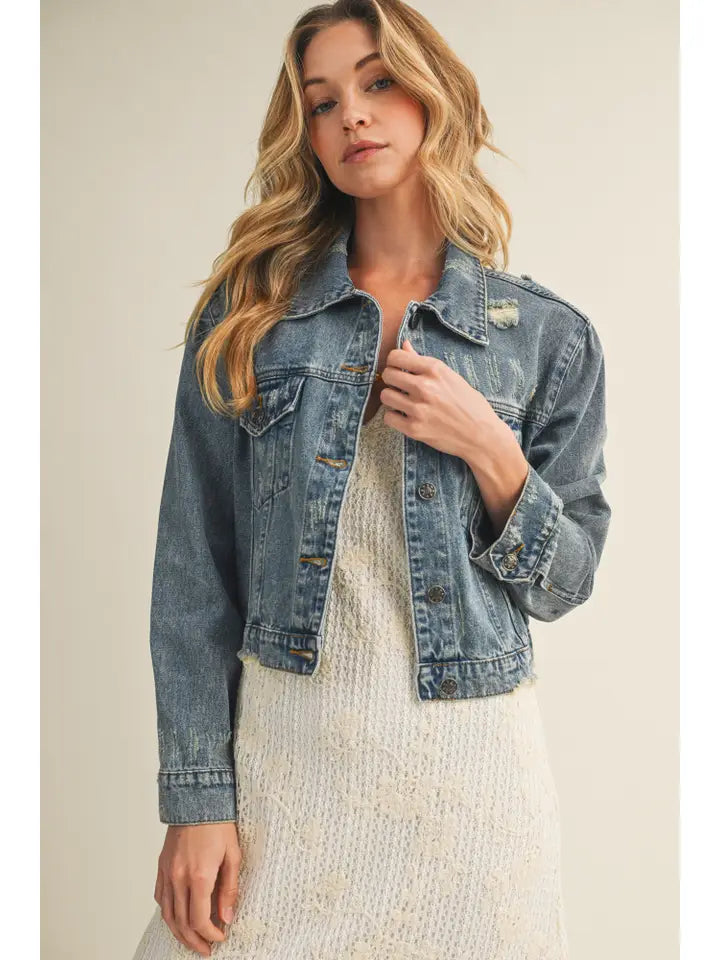 Artfully Distressed Denim Jacket