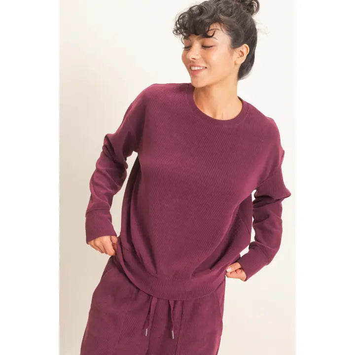 Waffle Knit Crew Sweatshirt