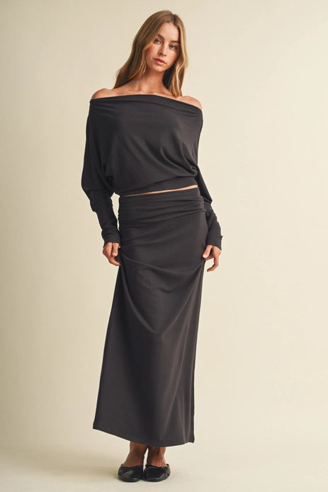 The Zoe Jersey Knit Skirt - Dk Steel