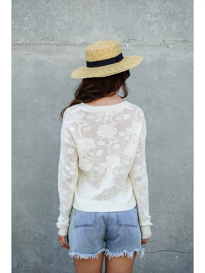 Sheer Floral Sweater