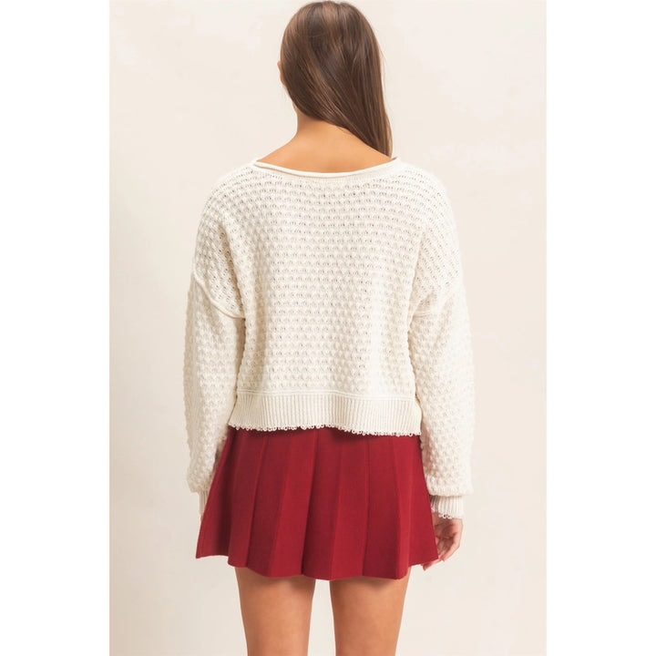Textured Boat Neck Knit